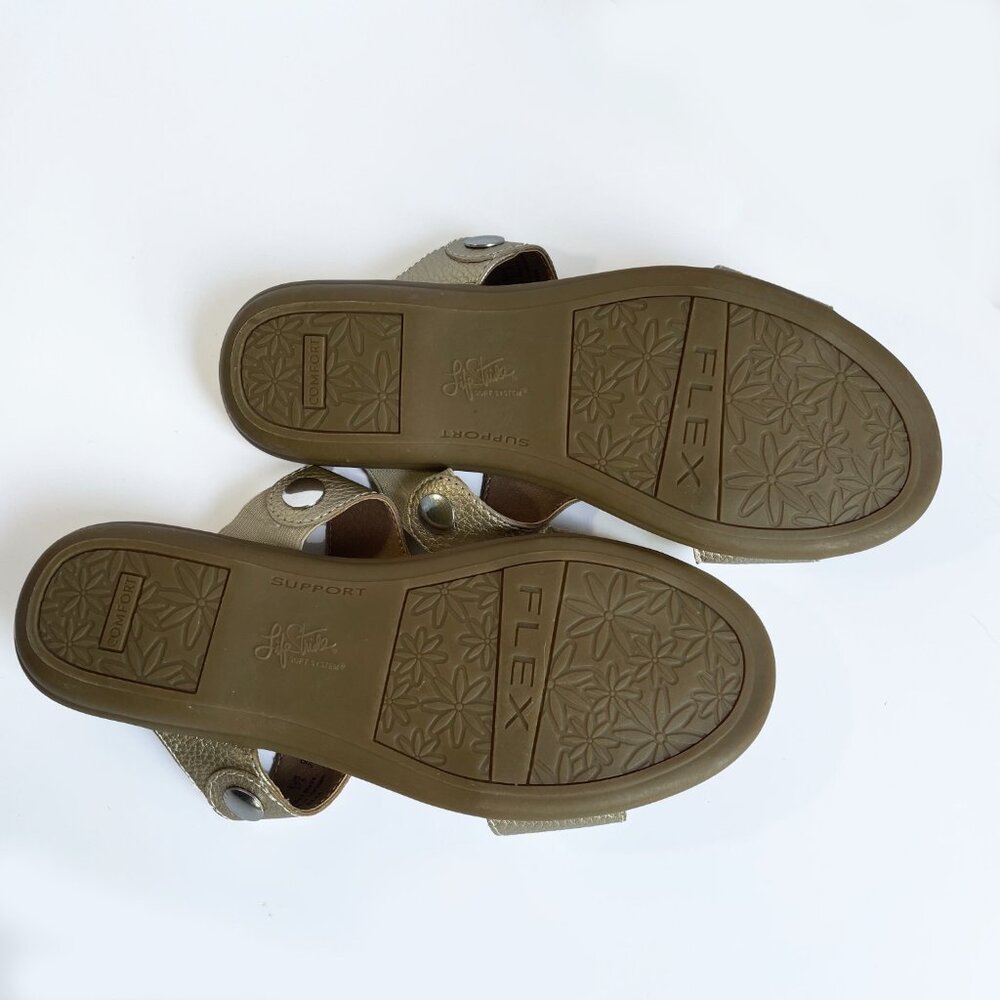 LifeStride Baha Flat Sandals Womens Size 7.5M Gold Comfort Slip-On Casual Shoes - Picture 6 of 11